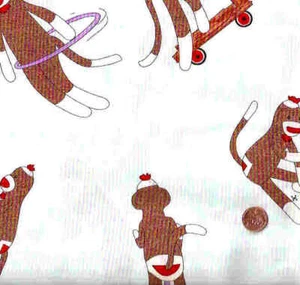 Monkey n Round blue monkeys playing childrens Moda fabric - Picture 1 of 1