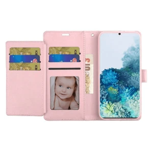 For Samsung S20 6.2" Magnetic Snap Wallet Case with Two Row Card Holder ROSE GOL - Picture 1 of 2