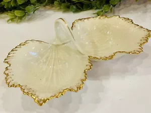 Lenox 24K Gold Trim Double Leaf Serving Dishes Nice | Vintage glass - Picture 1 of 7