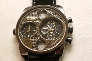 Oulm Men’s Military Dual Time Zone Luxury Wrist Watch - Picture 1 of 6
