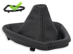 FOR BMW E90 E92 E93 M3 GEAR SHIFT BOOT GAITER LEATHER STITCH BLACK + FRAME - Picture 1 of 5