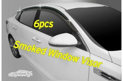 Visera de puerta ahumada protector de ventilación de lluvia ventana 6P negro D065 para KIA Optima 2016~2020 Foto 1 de 4