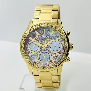 GUESS Women's Gold Chronograh Steel Crystal Multicolor Dial 39mm Watch W1092L1 - Picture 1 of 8