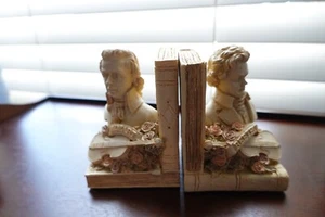 Paar FIGI GRAFIKEN Harz 4" große BUCHSTÜTZEN (Beethoven & Mozart) - Bild 1 von 15