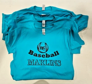 Lot of 4 Kids Marlins Baseball Shirts, Turquoise, Sizes Youth M and Youth L - Picture 1 of 4