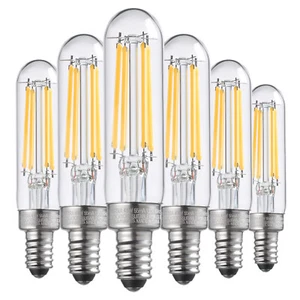 6-Pack E12 Candelabra Bulb, Dimmable T6 LED Bulb, Clear Glass, 2700K Soft White - Picture 1 of 7