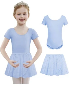 Girl Sequin Ballet Leotards Combo Irregular Hem Dresses Skirted S 3-4 Toddler - Picture 1 of 4