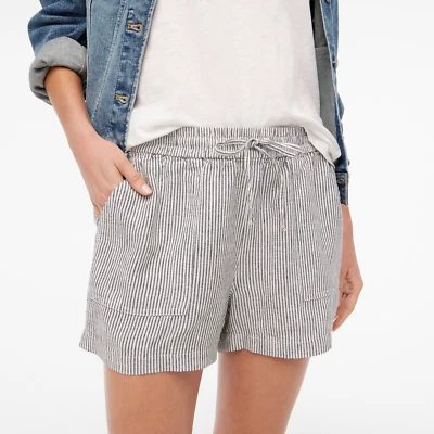 Nuevo J.Crew Talla 2X Mezcla de Lino Cordón Corto Rayas Blanco y Negro ax924 4738 Foto 1 de 4