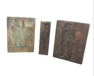 Juego de 3 moldes de azúcar de mantequilla de galletas de madera tallados a mano Speculoos holandeses vintage - Imagen 1 de 11