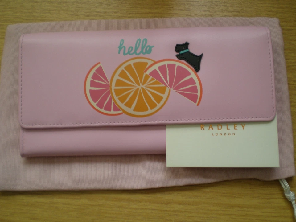 Radley Squeeze The Day Large Pink Leather Purse With Dust Bag