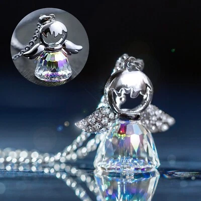 Damen Halskette Schutzengel Anhänger 925 Silber verziert mit Swarovski® Kristall - Bild 1 von 4