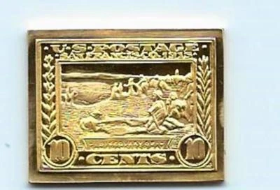 1915 Pan-Pacific Discovery Exposition 10¢ selo ouro 24 quilates sobre prata maciça - Imagem 1 de 2