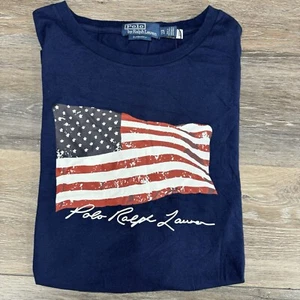 Polo Ralph Lauren Shirt Men 2xl  Stars & Stripes USA Flag American T-Shirt Navy - Picture 1 of 9