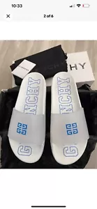 New Authentic Givenchy Logo Pool Men's Slide Sandals US 8 EU 41 Made in Italy - Picture 1 of 7
