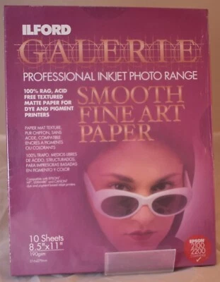 2X Ilford Galerie Smooth Fineart Paper 8.5 X 11 Inch 10 Sheets - Image 1 of 2