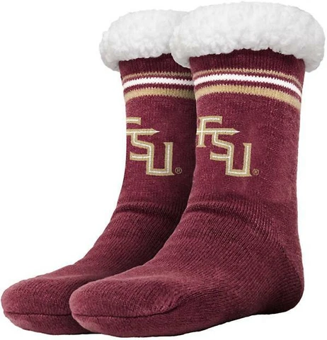 Florida State Seminoles Womens Stripe Logo Tall Footy Slippers Size 6-10 NonSkid Cover
