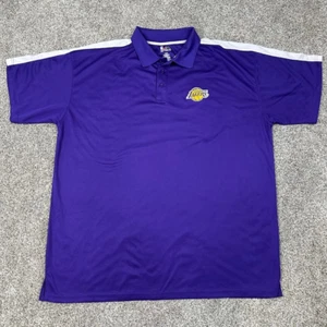 Polo LA Lakers uomo 3XLT viola logo ricamato NBA basket Majestic - Foto 1 di 8