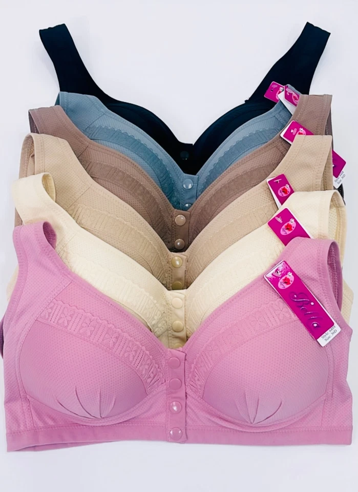 Lot 3pc Daisy Bras for Older Senior Women Comfy Bra Front Close Button Quick Dry - Image 1 of 4