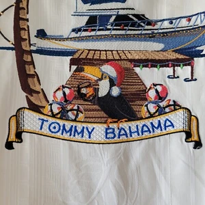 TOMMY BAHAMA JINGLE BELL DOCK EMBROIDERED Panelback Christmas Mene Shirt Med - Picture 1 of 17