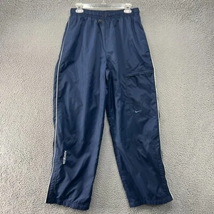 Vintage Nike Track Pants Mens Large Blue Y2K Swoosh Wide Leg Baggy Windbreaker - Picture 1 of 12