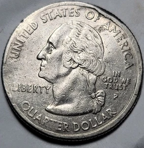 2002 P**Indiana Quarter**"Reverse Off-Center Weak Strike Error*(Rare) & DD - Picture 1 of 15