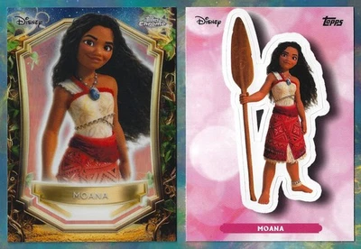 2025 Disney Wonder Moana Cards #E-10 Topps Chrome Enchantments & #ES-23 Sticker - Image 1 of 4