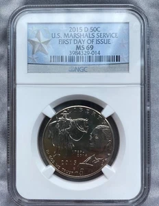 2015-D 50c U.S. Marshals Commemorative  NGC MS69, First Day Of Issue - Picture 1 of 4