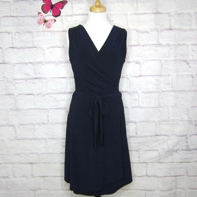 Vestido Stitch Fix 41 Hawthorne Rocco Jersey Imitación Envolvente Azul Marino Sin Mangas Talla M ¡Nuevo! Foto 1 de 4