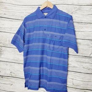 Haband Shirt Mens Blue Striped Short Sleeve Polo Dress Casual Size Medium NWOT - Picture 1 of 4