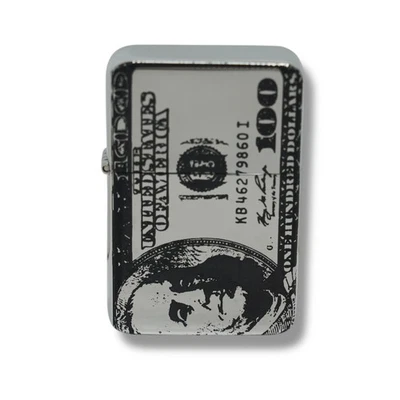 HIPFLASKPLUS Lighter - 100 Dollar Bill High Polish Chrome
