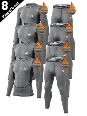 8 un./4 juegos de ropa interior térmica para hombre polar largo Johns capa base deportes de invierno esquí Foto 1 de 4