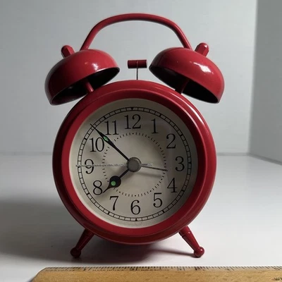 Pottery Barn Kids Double Red Bell Retro Alarm Clock - Image 1 of 4