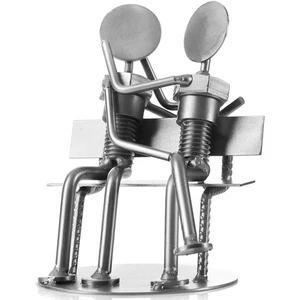 Recycled Nut and Bolt Romantic Sculpture Sweethearts' 5'' Tall Iron Gifts for... - Picture 1 of 4