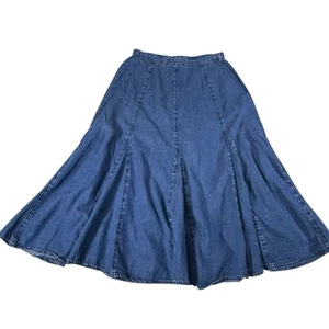 Coldwater Skirt Womens Petite Medium Modest Length Jean Denim Flare - Picture 1 of 6