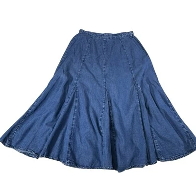 Coldwater Skirt Womens Petite Medium Modest Length Jean Denim Flare - Image 1 of 4