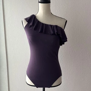 Carmen Marc Valvo One Shoulder Ruffle Top One Piece Swimsuit Sz 10 - Picture 1 of 7
