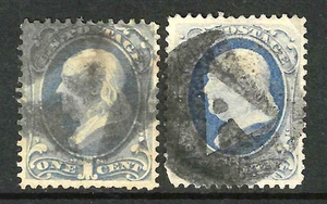 Sc #206 BIG LETTER A SMALL A Fancy Cancel 1 Cent FRANKLIN Banknote 1883 US 18B64 - Picture 1 of 3