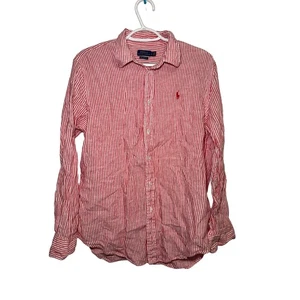Polo Ralph Lauren Relaxed Gestreiftes Leinen Button Down Hemd Herren Large Preppy - Bild 1 von 7