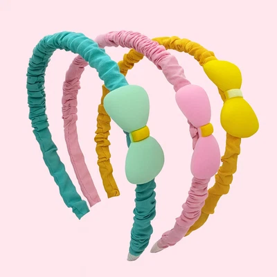 3-Piece Colorful Women’s Fabric & Plastic Hair Headband Set – Bow Design - Image 1 of 4