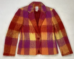 VINTAGE Mondi Mohair karierter Blazer Jacke Damen Gr. 34 mehrfarbig 80er 90er - Bild 1 von 10