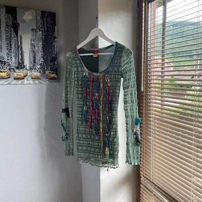 Blusa Save The Queen Y2K Avant Garde Malla Estampada Jean Paul Gaultier Estilo Foto 1 de 4