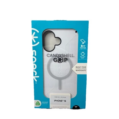 Speck CandyShell Grip iPhone 16 Case Slim MagSafe - White/black NEW FREE SHIPPIN - Image 1 of 2
