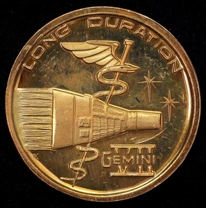 "1965" Gemini VII Long Duration Borman Lovell Space Medal Bronze 32mm - Picture 1 of 2