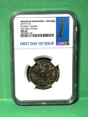 2019-D AMERICAN INNOVATION- GEORGIA TRUSTEES' GARDEN FIRST DAY OF ISSUE NGC MS66 - Image 1 of 2