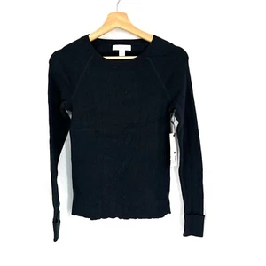 NUOVO Treasure & Bond pullover a costine girocollo maglione classico elasticizzato nero XS - Foto 1 di 10
