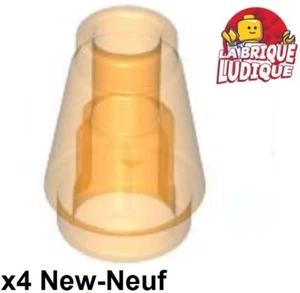 Lego 4x Cone 1x1 with Top Groove trans orange 4589b NEUF - Imagen 1 de 1
