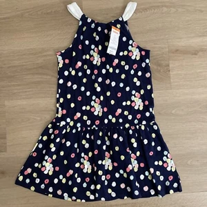NWT Gymboree 8 Girls Hop 'n' Roll Navy Blue Multicolor Dots Summer Dress (05/15) - Picture 1 of 3
