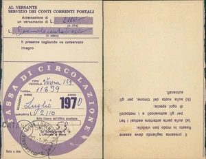 ACI BOLLO 1970 VERKEHRSSTEUER MOTORRAD VESPA SCOOTER OLD ITALY - Bild 1 von 1