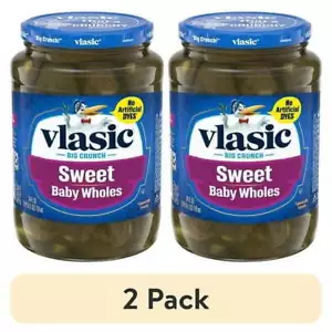 (2 pack) 24 fl oz Jar, Vlasic Baby Sweet Whole Pickles, Sweet Pickles - Picture 1 of 8