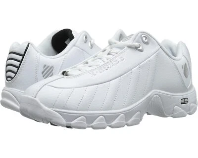 Hombres K-Swiss ST329 CMF Zapatos de Cuero 03426-129 Blanco Negro Plata 100% Original Foto 1 de 4